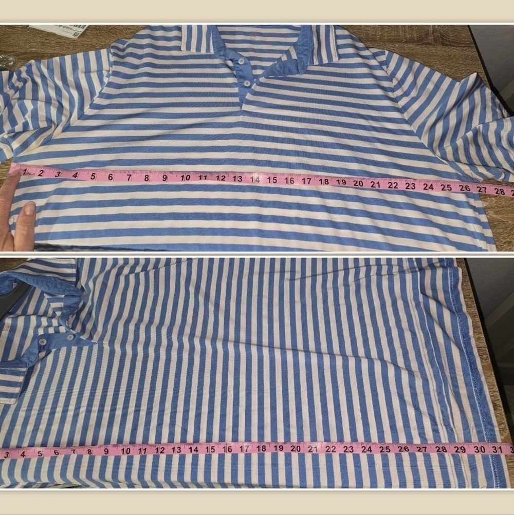 Ralph Lauren RLX Stretch Blue White Striped Polo Shirt Big & Tall Men's XXL - Picture 2 of 7